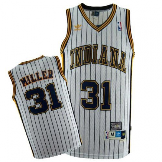 Men's Mitchell and Ness Indiana Pacers #31 Reggie Miller Swingman White Throwback NBA Jersey - Ujersey