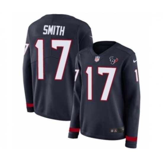 Women's Nike Houston Texans #17 Vyncint Smith Limited Navy Blue Therma Long Sleeve NFL Jersey - Ujersey