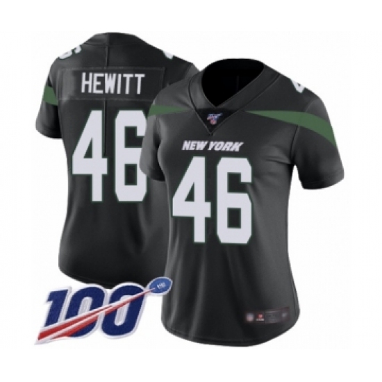 Women's New York Jets #46 Neville Hewitt Black Alternate Vapor Untouchable Limited Player 100th Season Football Jersey