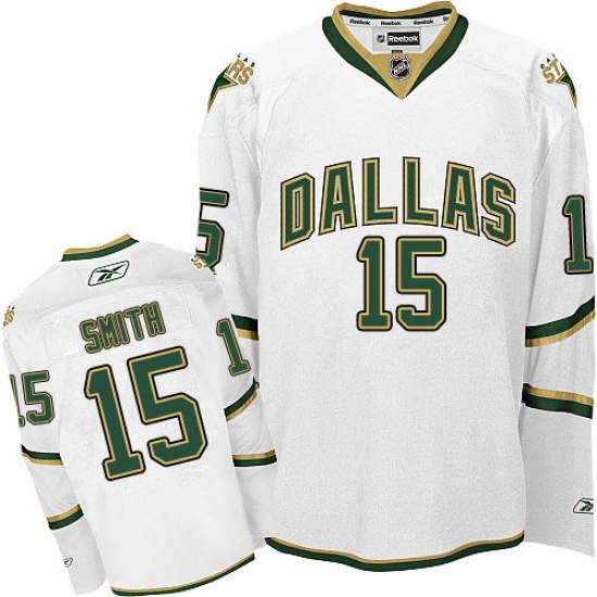 Men's Reebok Dallas Stars #15 Bobby Smith Premier White Third NHL Jersey - Ujersey