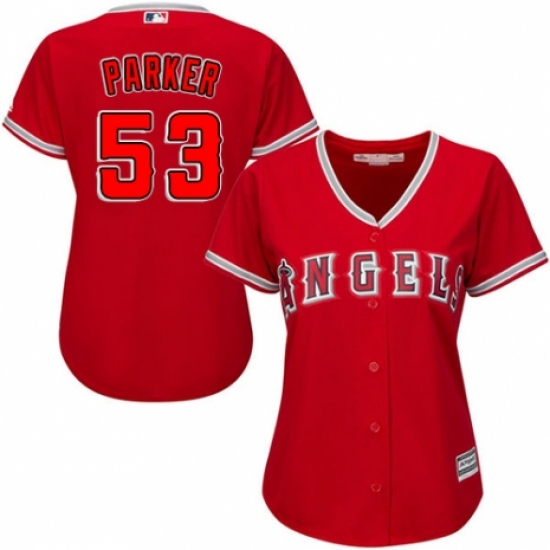 Women's Majestic Los Angeles Angels of Anaheim #53 Blake Parker Replica Red Alternate MLB Jersey - Ujersey