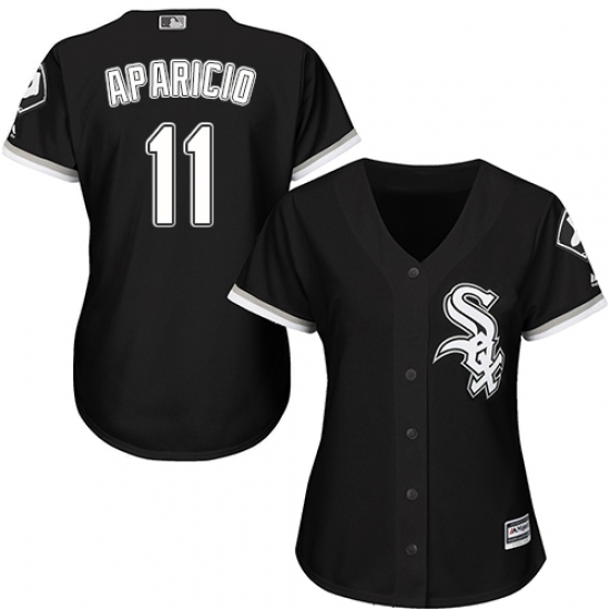 Women's Majestic Chicago White Sox #11 Luis Aparicio Authentic Black Alternate Home Cool Base MLB Jersey