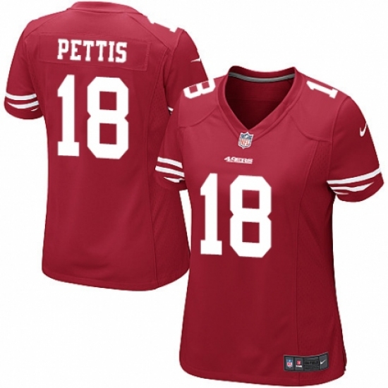 Women's Nike San Francisco 49ers #18 Dante Pettis Game Red Team Color NFL Jersey - Ujersey