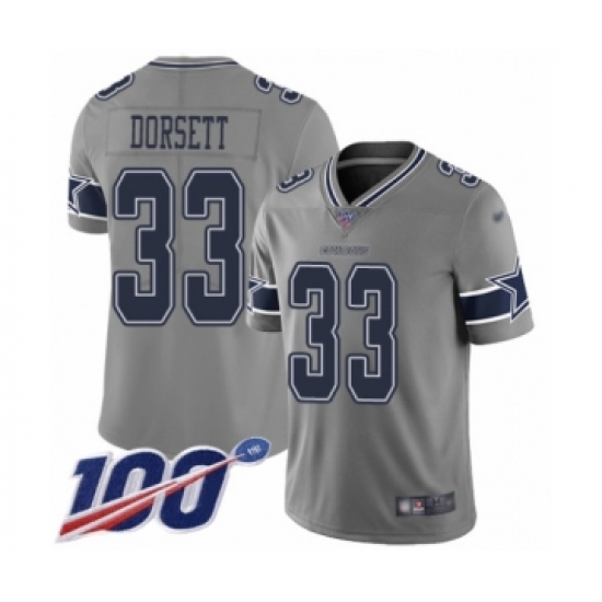 Men's Dallas Cowboys #33 Tony Dorsett Limited Gray Inverted Legend 100th Season Football Jersey - Ujersey