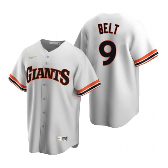 Men's Nike San Francisco Giants #9 Brandon Belt White Cooperstown Collection Home Stitched Baseball Jersey - Ujersey