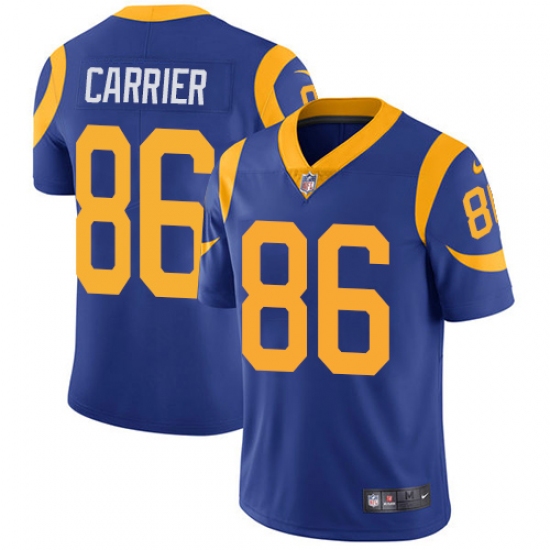 Youth Nike Los Angeles Rams #86 Derek Carrier Royal Blue Alternate Vapor Untouchable Limited Player NFL Jersey - Ujersey