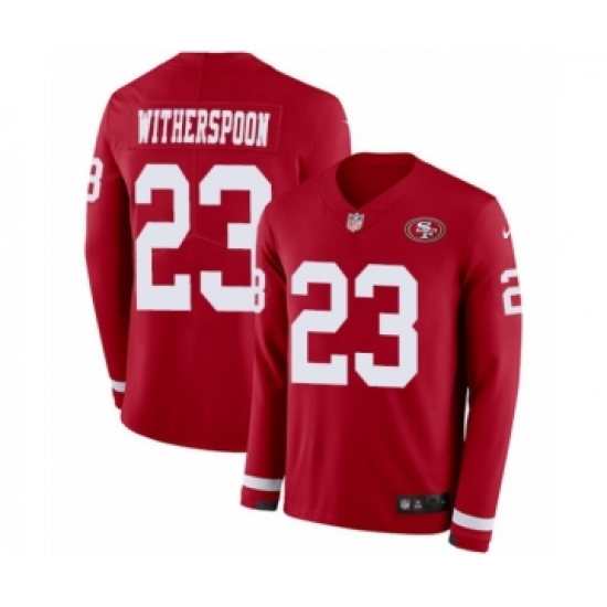 Men's Nike San Francisco 49ers #23 Ahkello Witherspoon Limited Red Therma Long Sleeve NFL Jersey - Ujersey