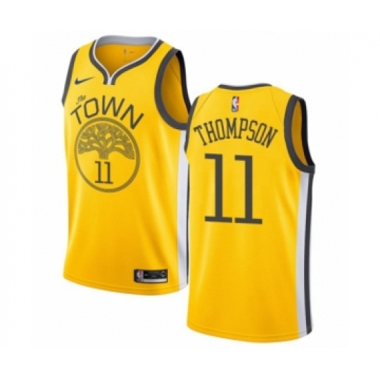 Men's Nike Golden State Warriors #11 Klay Thompson Yellow Swingman Jersey - Earned Edition - Ujersey
