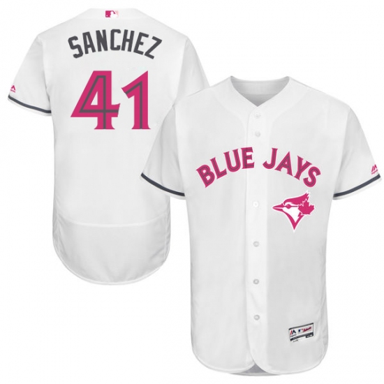 Men's Majestic Toronto Blue Jays #41 Aaron Sanchez Authentic White 2016 Mother's Day Fashion Flex Base MLB Jersey - Ujersey