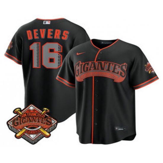 Men's San Francisco Giants #16 Rafael Devers Black 2026 Alternate Stadium Stitched Jersey