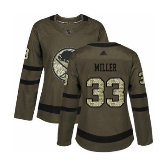 Women's Buffalo Sabres #33 Colin Miller Authentic Green Salute to Service Hockey Jersey - Ujersey