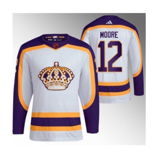 Men's Los Angeles Kings #12 Trevor Moore White 2022 Reverse Retro Stitched Jersey - Ujersey