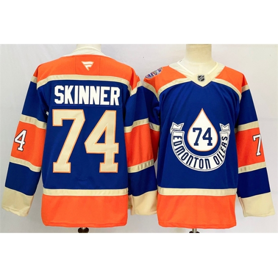 Men's Edmonton Oilers #74 Stuart Skinner Royal 2024-25 Heritage Classic Primegreen Stitched Jersey - Ujersey