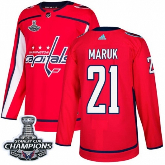 Youth Adidas Washington Capitals #21 Dennis Maruk Authentic Red Home 2018 Stanley Cup Final Champions NHL Jersey - Ujersey