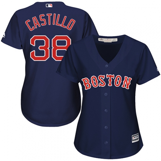 Women's Majestic Boston Red Sox #38 Rusney Castillo Authentic Navy Blue Alternate Road MLB Jersey - Ujersey