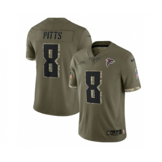Men's Atlanta Falcons #8 Kyle Pitts 2022 Olive Salute To Service Limited Stitched Jersey - Ujersey