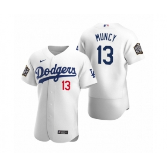Men's Los Angeles Dodgers #13 Max Muncy Nike White 2020 World Series Authentic Jersey - Ujersey