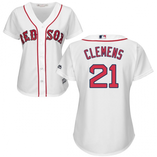 Women's Majestic Boston Red Sox #21 Roger Clemens Authentic White Home MLB Jersey - Ujersey