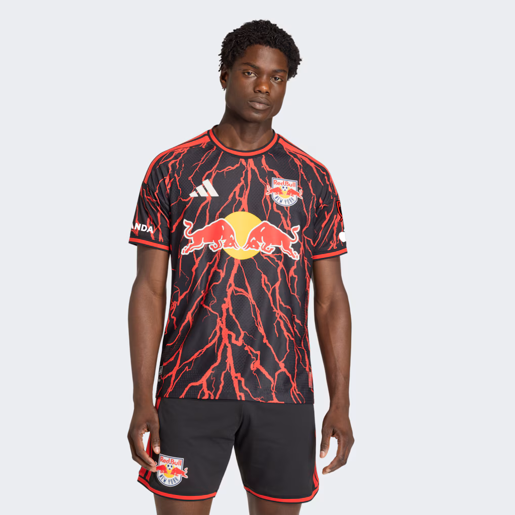 Men's New York Red Bulls adidas Black 2026 The Rooted Kit On-Field Authentic Patch Jersey - ujerseystore