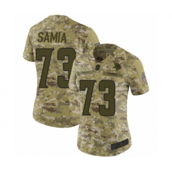 Women's Minnesota Vikings #73 Dru Samia Limited Camo 2018 Salute to Service Football Jersey - Ujersey