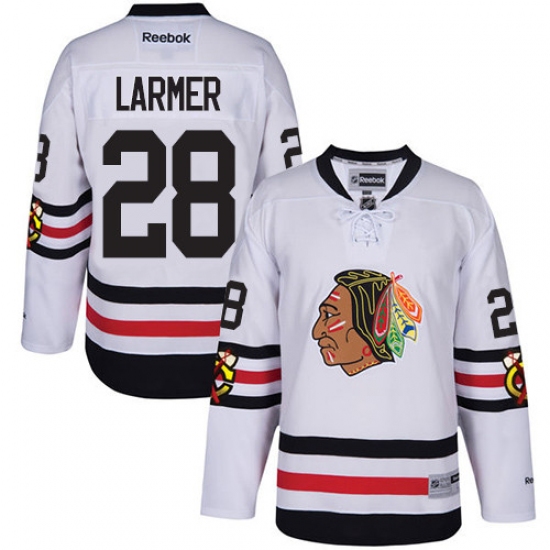 Youth Reebok Chicago Blackhawks #28 Steve Larmer Authentic White 2017 Winter Classic NHL Jersey - Ujersey