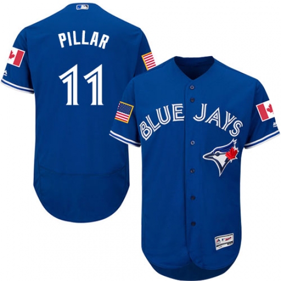 Men's Majestic Toronto Blue Jays #11 Kevin Pillar Authentic Royal Blue Fashion Stars & Stripes Flex Base MLB Jersey - Ujersey