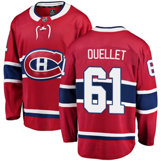 Youth Montreal Canadiens #61 Xavier Ouellet Authentic Red Home Fanatics Branded Breakaway NHL Jersey - Ujersey