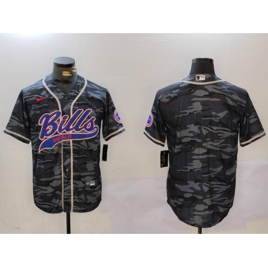 Men's Buffalo Bills blank Camo Team Cool Base Stitched Baseball Jersey - Ujersey