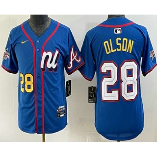 Youth Atlanta Braves #28 Matt Olson Number Blue 2025 All Star Limited Stitched Jersey - Ujersey
