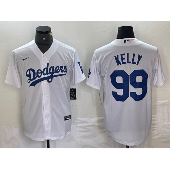 Men's Los Angeles Dodgers #99 Joe Kelly White Stitched Cool Base Nike Jerseys - Ujersey