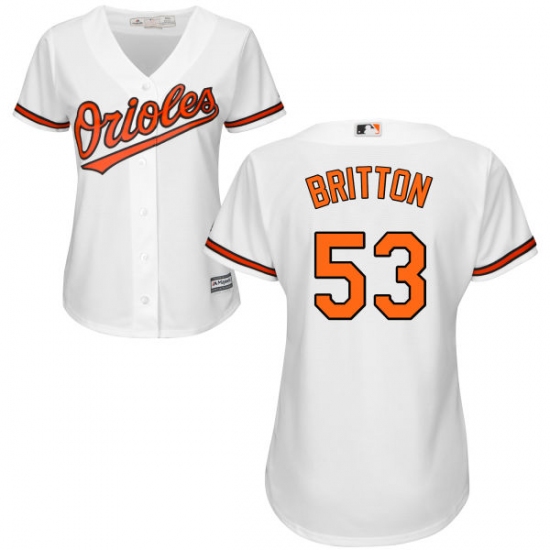 Women's Majestic Baltimore Orioles #53 Zach Britton Authentic White Home Cool Base MLB Jersey - Ujersey