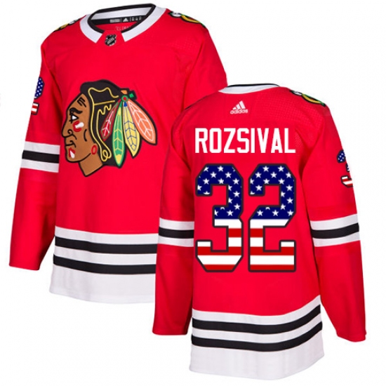 Youth Adidas Chicago Blackhawks #32 Michal Rozsival Authentic Red USA Flag Fashion NHL Jersey - Ujersey