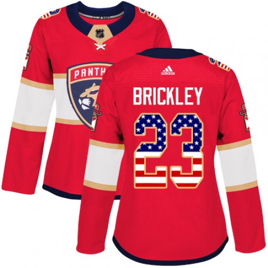 Women's Adidas Florida Panthers #23 Connor Brickley Authentic Red USA Flag Fashion NHL Jersey - Ujersey