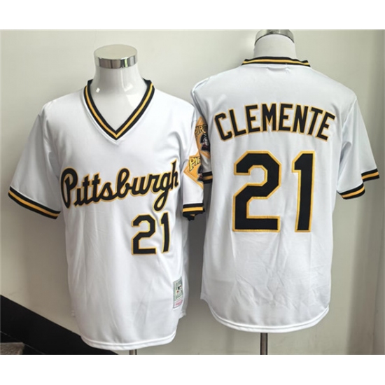 Men's Pittsburgh Pirates #21 Roberto Clemente White Stitched Baseball Jersey - Ujersey