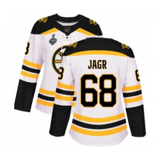 Women's Boston Bruins #68 Jaromir Jagr Authentic White Away 2019 Stanley Cup Final Bound Hockey Jersey - Ujersey