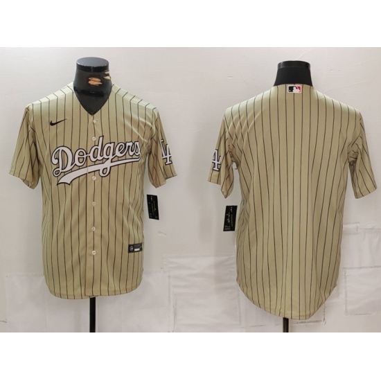 Men's Los Angeles Dodgers Blank Cream Pinstripe Stitched Cool Base Nike Jersey - Ujersey