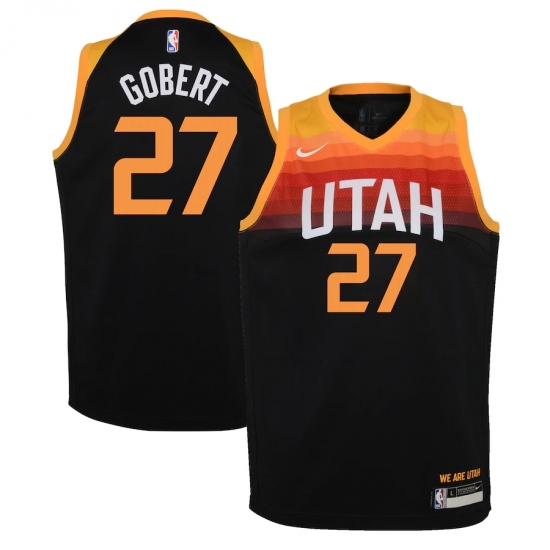 Youth Utah Jazz #27 Rudy Gobert Nike Black 2020-21 Swingman Jersey - Ujersey