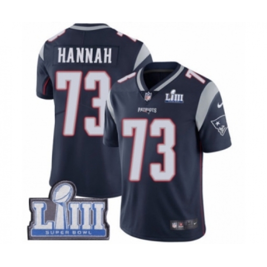 Youth Nike New England Patriots #73 John Hannah Navy Blue Team Color Vapor Untouchable Limited Player Super Bowl LIII Bound NFL Jersey - Ujersey