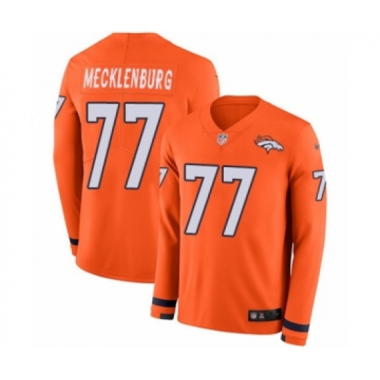 Men's Nike Denver Broncos #77 Karl Mecklenburg Limited Orange Therma Long Sleeve NFL Jersey - Ujersey