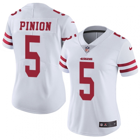 Women's Nike San Francisco 49ers #5 Bradley Pinion Elite White NFL Jersey - Ujersey