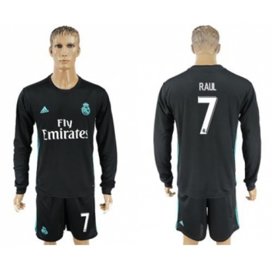 Real Madrid #7 Raul Away Long Sleeves Soccer Club Jersey