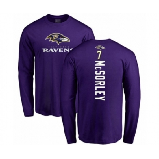 Football Baltimore Ravens #7 Trace McSorley Purple Backer Long Sleeve T-Shirt - Ujersey