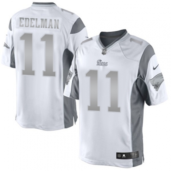 Men's Nike New England Patriots #11 Julian Edelman Limited White Platinum NFL Jersey - Ujersey