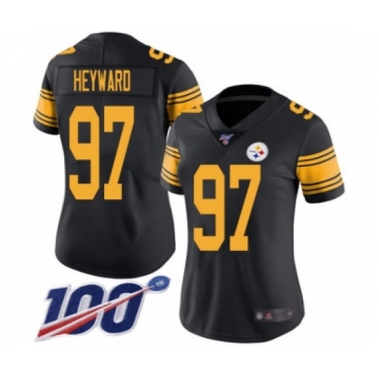 Women's Pittsburgh Steelers #97 Cameron Heyward Limited Black Rush Vapor Untouchable 100th Season Football Jersey - Ujersey
