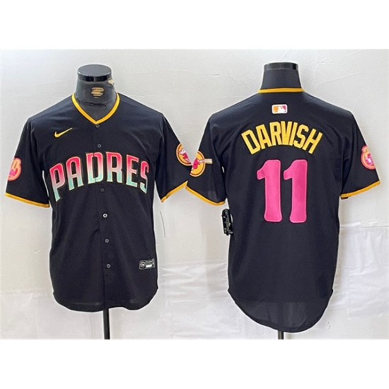 Men's San Diego Padres #11 Yu Darvish Black Cool Base Stitched Baseball Jersey - Ujersey