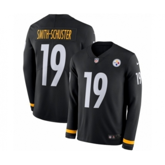 Men's Nike Pittsburgh Steelers #19 JuJu Smith-Schuster Limited Black Therma Long Sleeve NFL Jersey - Ujersey
