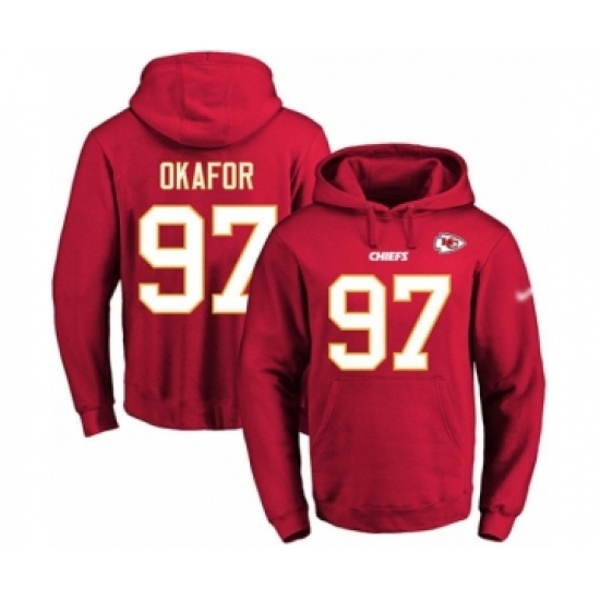 Football Men's Kansas City Chiefs #97 Alex Okafor Red Name & Number Pullover Hoodie - Ujersey