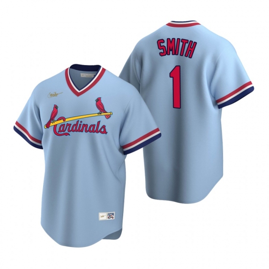 Men's Nike St. Louis Cardinals #1 Ozzie Smith Light Blue Cooperstown Collection Road Stitched Baseball Jersey - Ujersey