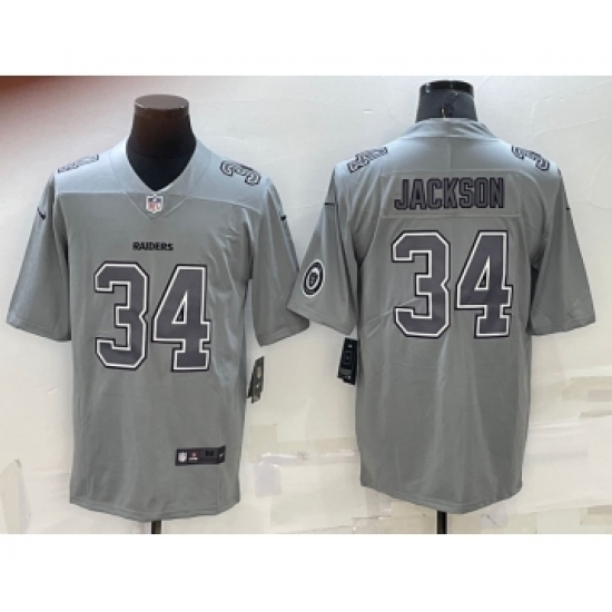 Men's Las Vegas Raiders #34 Bo Jackson LOGO Grey Atmosphere Fashion 2022 Vapor Untouchable Stitched Limited Jersey - Ujersey
