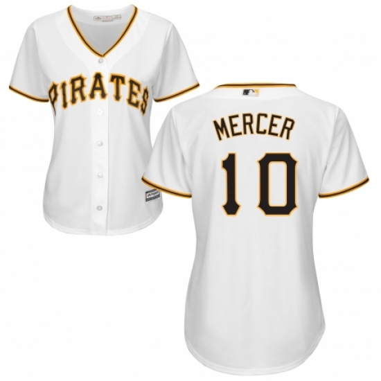 Women's Majestic Pittsburgh Pirates #10 Jordy Mercer Replica White Home Cool Base MLB Jersey - Ujersey